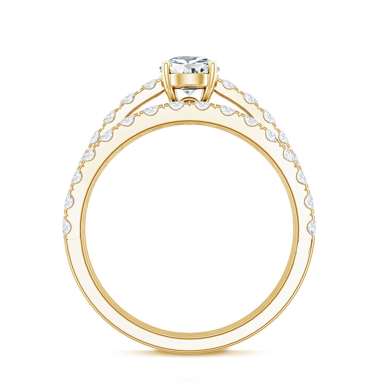 Minimal pear-shaped lab-grown diamond wedding ring set by Rosec Jewels, featuring elegant rings with sparkling pear-cut diamonds.