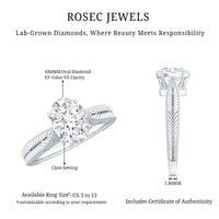Claw Set Oval Shape Lab Grown Diamond Solitaire Engagement Ring