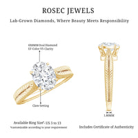Claw Set Oval Shape Lab Grown Diamond Solitaire Engagement Ring