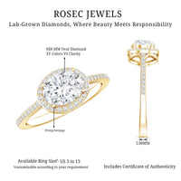 Oval Shape Lab Grown Diamond Engagement Ring with Halo