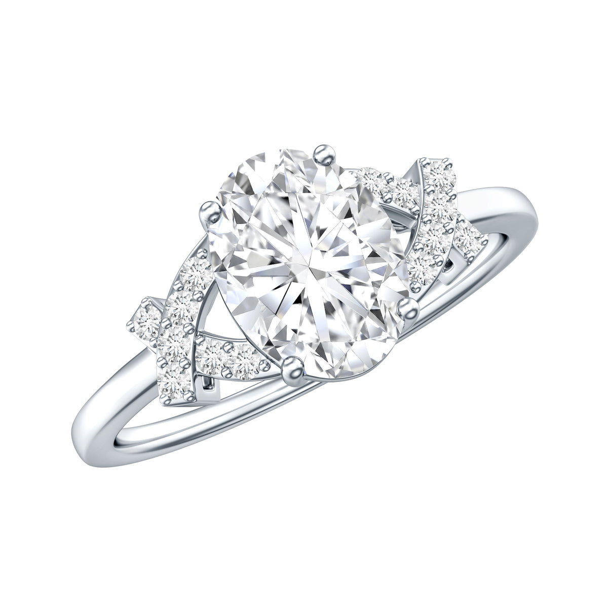 Oval Shape Lab Grown Diamond Solitaire Ring in Split Shank