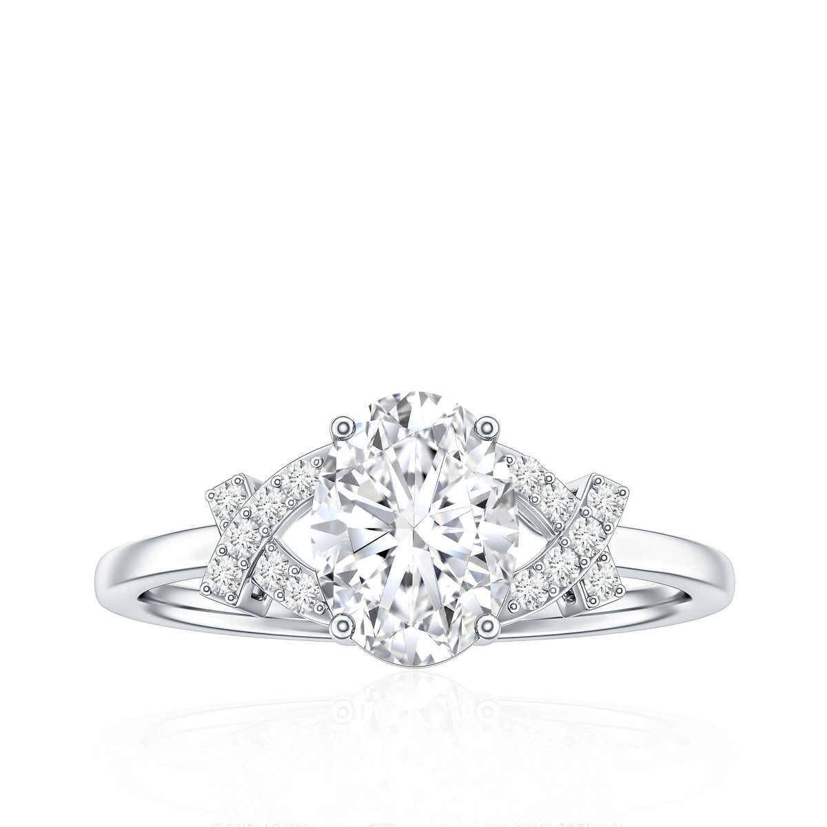 Oval Shape Lab Grown Diamond Solitaire Ring in Split Shank