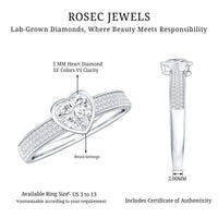 Heart Shape Lab Grown Diamond Solitaire Ring with Side Stones