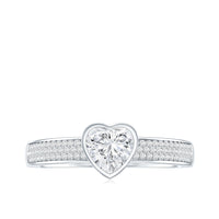 Heart Shape Lab Grown Diamond Solitaire Ring with Side Stones