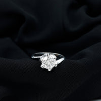 2 Carat Moissanite Floral Engagement Ring with Bypass Shank