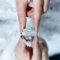 Certified 1.2 carat moissanite vine engagement ring in silver with intricate design, from Rosec Jewels.