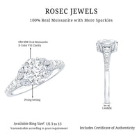 1.2 Carat Oval Moissanite Designer Engagement Ring in 14k Gold Plated Silver