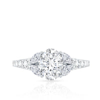 1.2 Carat Oval Moissanite Designer Engagement Ring in 14k Gold Plated Silver