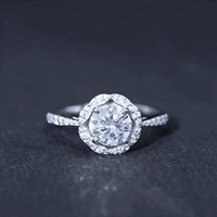Certified Moissanite Designer Halo Engagement Ring in Gold Plated Silver