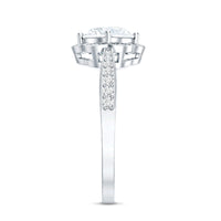 Certified Moissanite Designer Halo Engagement Ring in Gold Plated Silver
