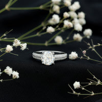Womens 2 Carat Moissanite Engagement Ring with Side Stones