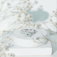 Womens 2 Carat Moissanite Engagement Ring with Side Stones