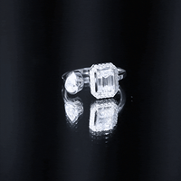 Women's Moissanite Two Stone Engagement Ring in Silver
