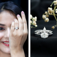 1.2 Carat Oval Shaped Moissanite East West Engagement Ring with Band