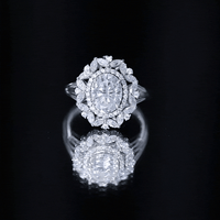 Certified 2 Carat Oval Moissanite Double Halo Engagement Ring