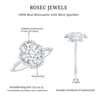 Vintage-inspired 2 Carat Moissanite engagement ring in silver with intricate design and sparkling center stone from Rosec Jewels.
