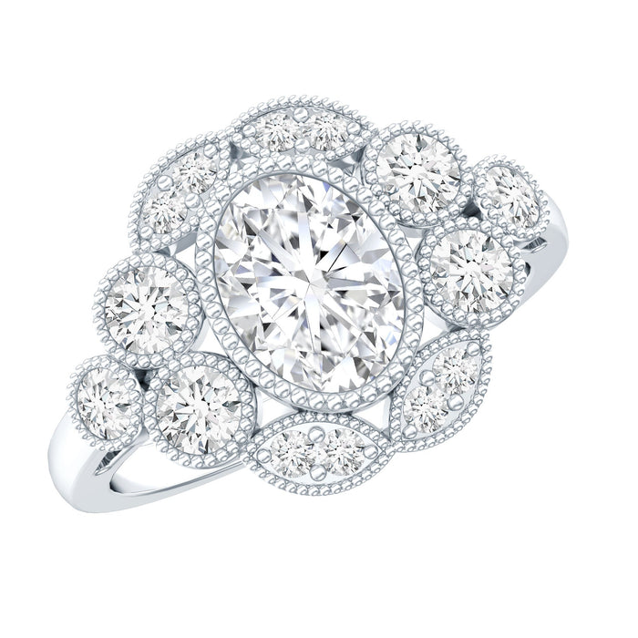 Oval moissanite engagement ring with a 1.2 carat stone set in a rose gold band, from Rosec Jewels.