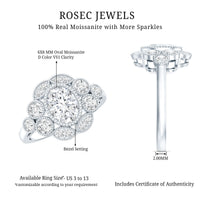 Certified 1.2 Carat Oval Moissanite Statement Engagement Ring