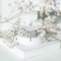 Women's Moissanite Designer Engagement Ring in 14K Gold Plated Silver