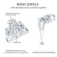 Vintage-inspired moissanite engagement ring from Rosec Jewels with a large central stone and elegant band design.