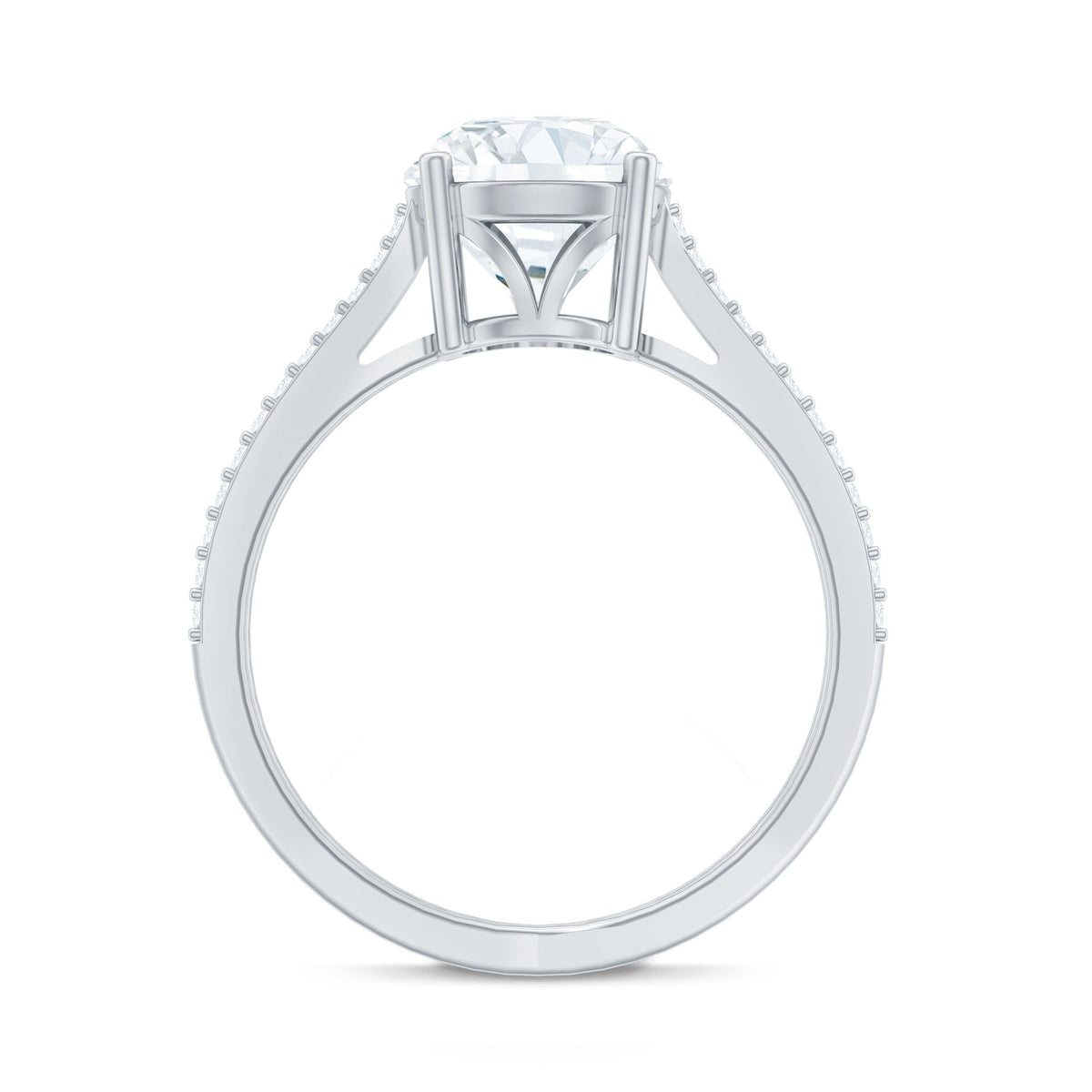 Solitaire Moissanite 2 Carat Engagement Ring with Split Shank