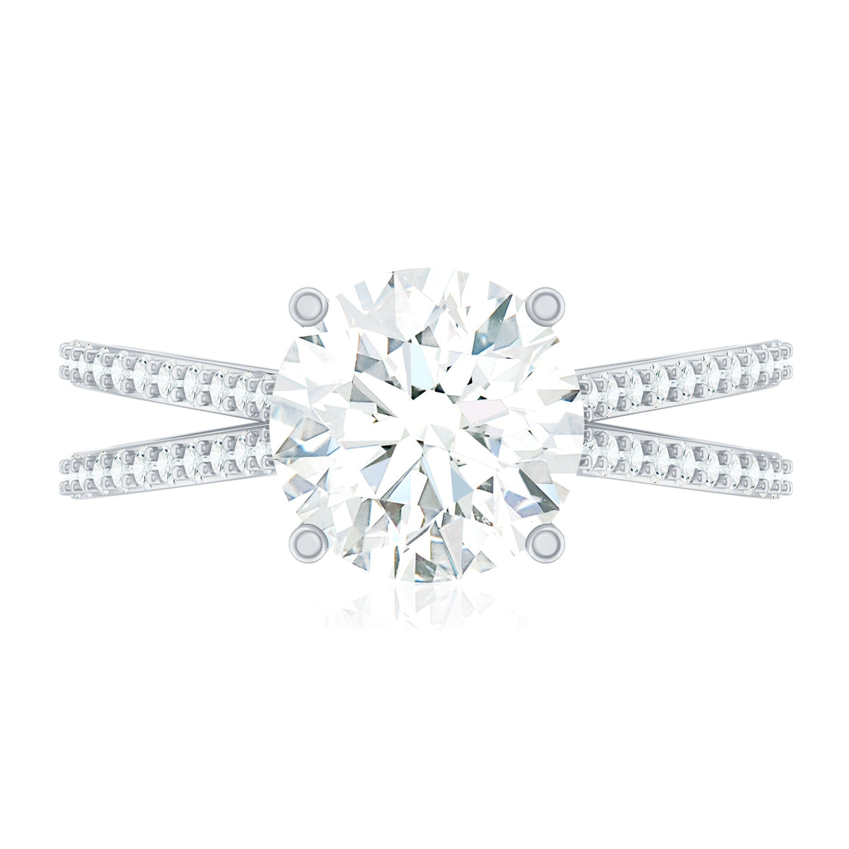Solitaire Moissanite 2 Carat Engagement Ring with Split Shank