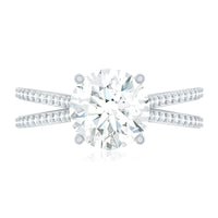 Solitaire Moissanite 2 Carat Engagement Ring with Split Shank