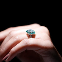Certified 3 Carat Moissanite Designer Engagement Ring With Emerald