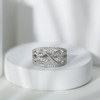 Designer Moissanite Infinity Anniversary Band in Silver