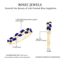 Certified Lab Grown Blue Sapphire Diamond Half Eternity Band Ring