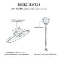 Peg Headset Solitaire Moissanite Ring for Women