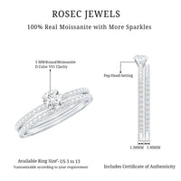 Round Cut Moissanite Engagement Ring with Eternity Band