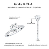 Certified 8 MM Moissanite Solitaire Engagement Ring
