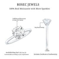 2 Carat Round Moissanite Solitaire Engagement Ring