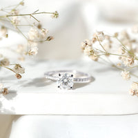 Certified Round Moissanite 3 CT Engagement Ring with Side Stones