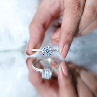 Certified Round Moissanite 3 CT Engagement Ring with Side Stones