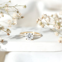 Certified Round Moissanite 3 CT Engagement Ring with Side Stones