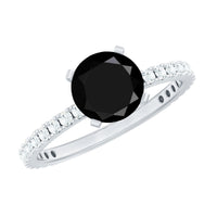 2 Carat Lab Grown Black Diamond Solitaire Engagement Ring with White Diamond