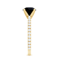 2 Carat Lab Grown Black Diamond Solitaire Engagement Ring with White Diamond