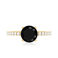 2 Carat Lab Grown Black Diamond Solitaire Engagement Ring with White Diamond