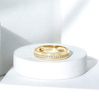 Elegant certified moissanite classic wedding band ring by Rosec Jewels featuring a sleek design and sparkling stones.