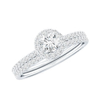 Certified Moissanite Halo Bridal Ring Set