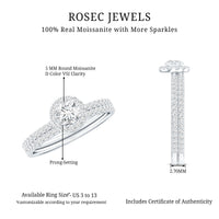 Certified Moissanite Halo Bridal Ring Set