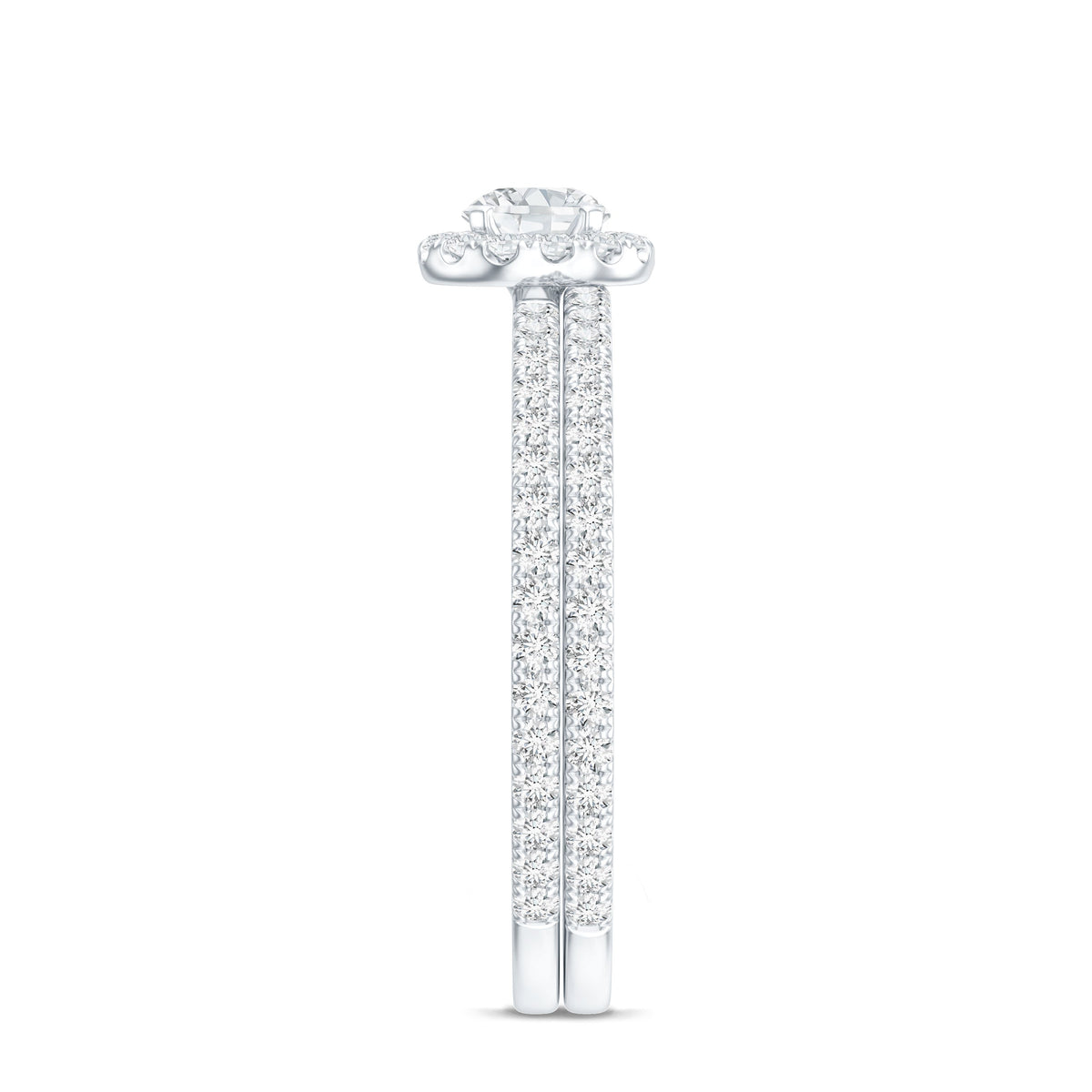 Certified Moissanite Halo Bridal Ring Set