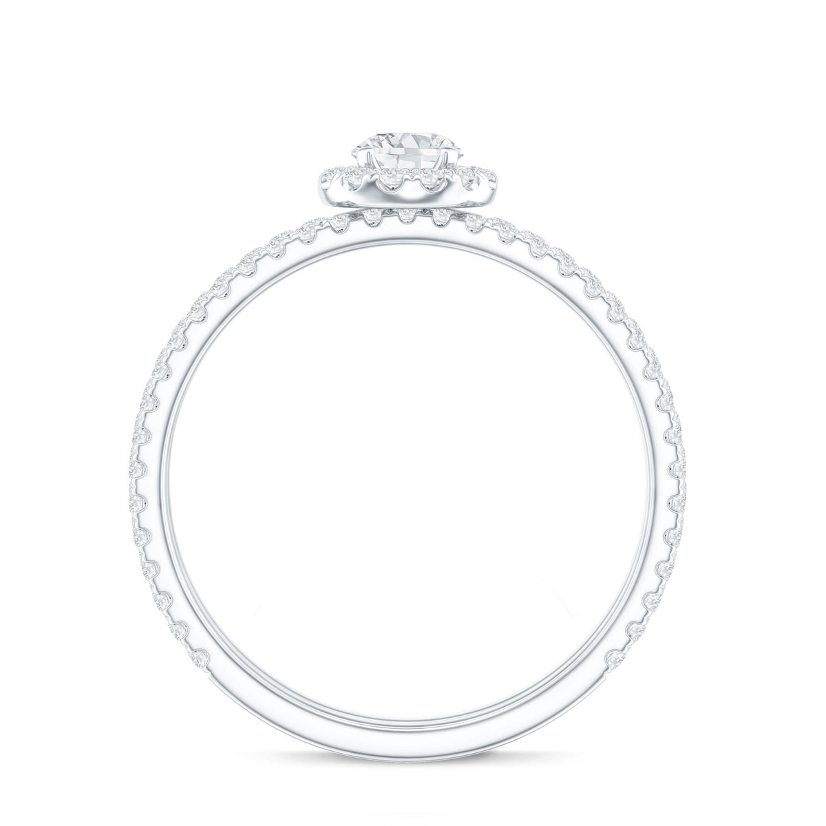 Certified Moissanite Halo Bridal Ring Set