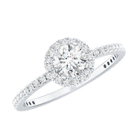 0.5 Carat Round Moissanite Classic Halo Engagement Ring