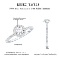0.5 Carat Round Moissanite Classic Halo Engagement Ring