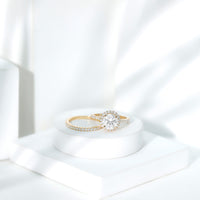 2 Carat Round Shape Moissanite Halo Wedding Ring Set