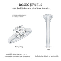Solitaire Cathedral Engagement Ring with Brilliant Cut Moissanite
