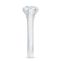Solitaire Cathedral Engagement Ring with Brilliant Cut Moissanite